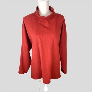 Old Navy XXL Burnt Orange Mock Neck Top 3/4 Sleeve Warm Pullover EUC